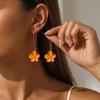 European and American sweet ins color dripping oil flower stud earrings, fashionable and simple three-dimensional five-petal flower earrings.