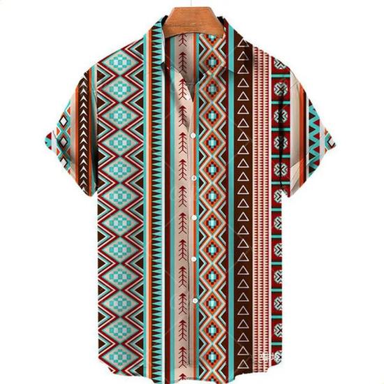 Casual Hawaiian Short-sleeve Shirt Creative Men's Shirt