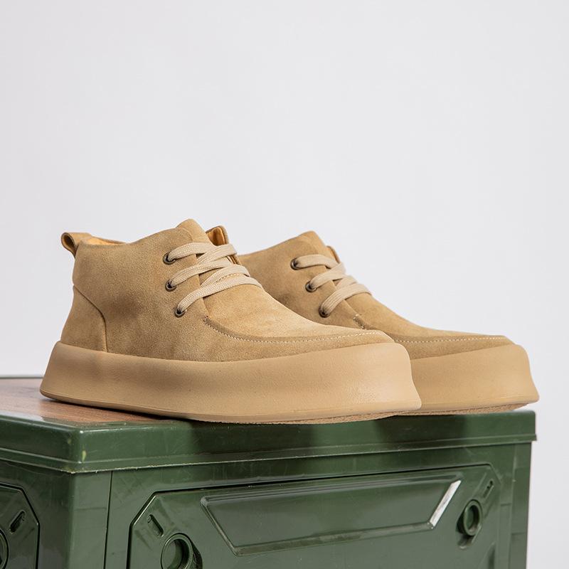 Korean Version of Trendy Martin Boots Men's British Retro Autumn and Winter Matte Leather Thick-soled Tooling Velvet Thermal Casual Board Shoes