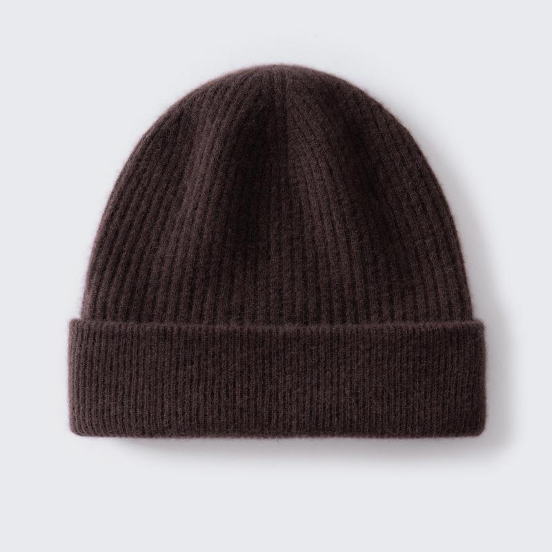 % Pure cashmere hat autumn and winter thickened classic versatile knitted wool headgear, ear protection and thermal hat