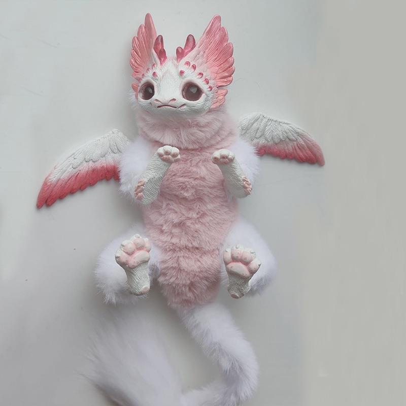 Фэнтезийное существо с рогом летающего дракона, плюшевая кукла, латексные украшения, кукла-дракон