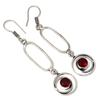 Mozambique Garnet Gemstone Handmade Silver Jewelry Earrings 1.5''