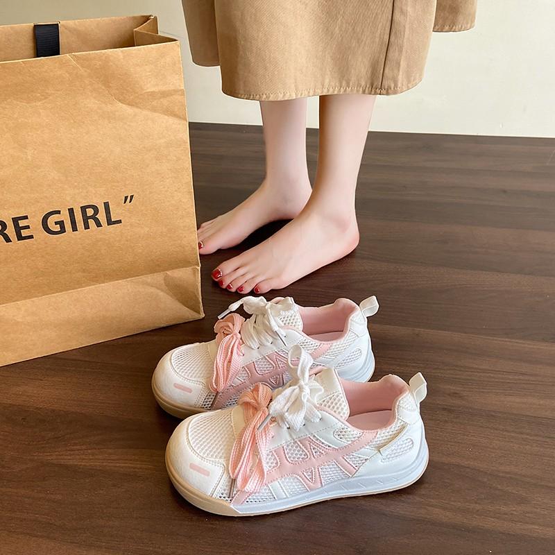 Модная женская повседневная обувь с круглым носком, на шнуровке, на плоской подошве, сетчатая (Воздушная сетка) Женская спортивная обувь Платье Спорт Мода Zapatillas De Mujer