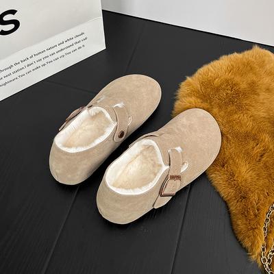 Версия из коровьей кожи~ одинарная обувь осень и зима размер винограда бархатные утолщенные кожаные хлопковые туфли