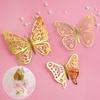 12Pcs Artificial Butterfly Birthday Cake Topper Golden 3D Butterflies Cupcake Toppers For Wedding Party Baking Dessert Decor