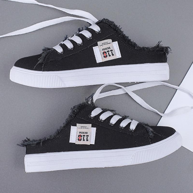 Парусиновые туфли женские весенние и летние маленькие белые туфли туфли на плоской подошве туфли для досок Ленивые туфли