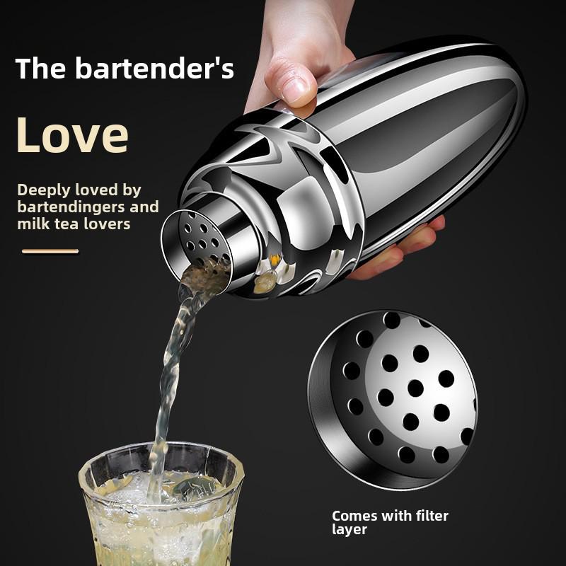 Stainless Steel Cocktail Shaker Set: Ice Shaker & Thickened Hand-Cranked Utensils for Cocktails and Milk Tea