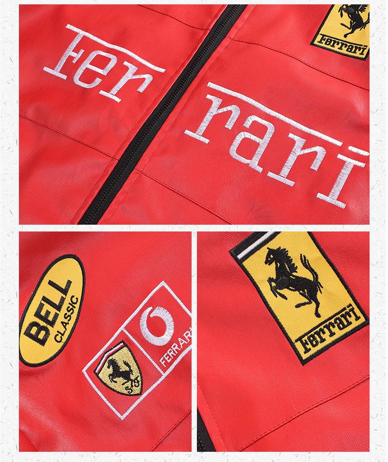 Гоночный костюм F1 в американском стиле: Вышитая кожаная мотоциклетная куртка PPU для зимы - Унисекс