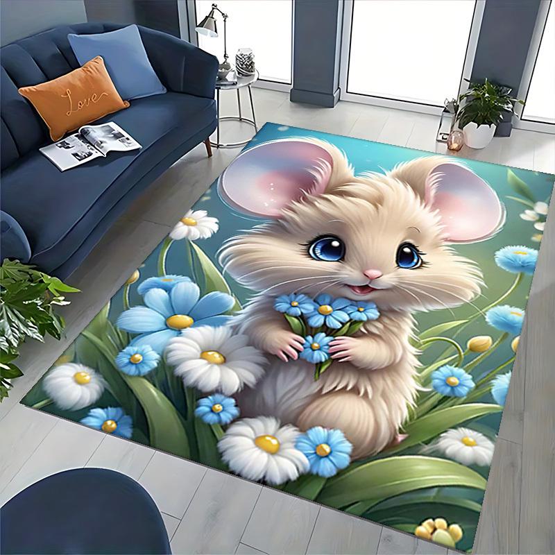 1pc Anime Cartoon Mouse Chair Mat - Non-Slip Office Rug for Desk, Home Decor, Living Room, Bedroom, Game Room - Festive Gift, Universal Seasonal Use.H