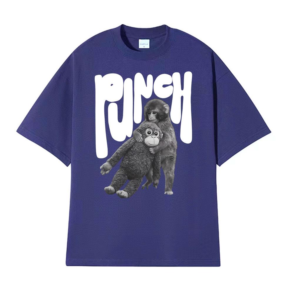 Punch The Monkey Графическая футболка в винтажном стиле Мужская одежда Летние винтажные модные футболки Топы 100% хлопок Оверсайз футболки