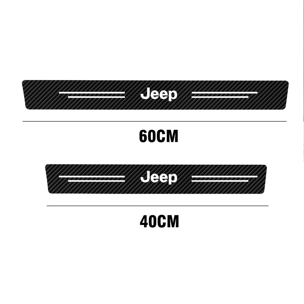 For Jeep 4pcs Car Door Sill Stickers Carbon Fiber Cover Auto Accessories For Jeep Renegade Wrangler jk Compass Grand Cherokee