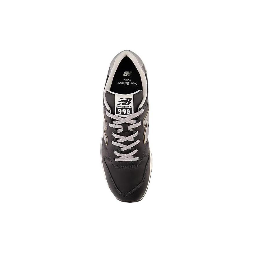 New Balance Nb 996 Кроссовки мужские низкие из кожи на шнуровке с круглым носком черно-серые CM996RI2