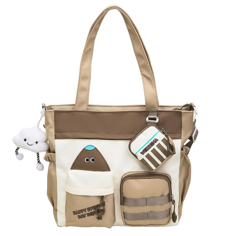 Сумка-тоут кроссбоди в корейском стиле с цветными блоками большой вместимости для студентов