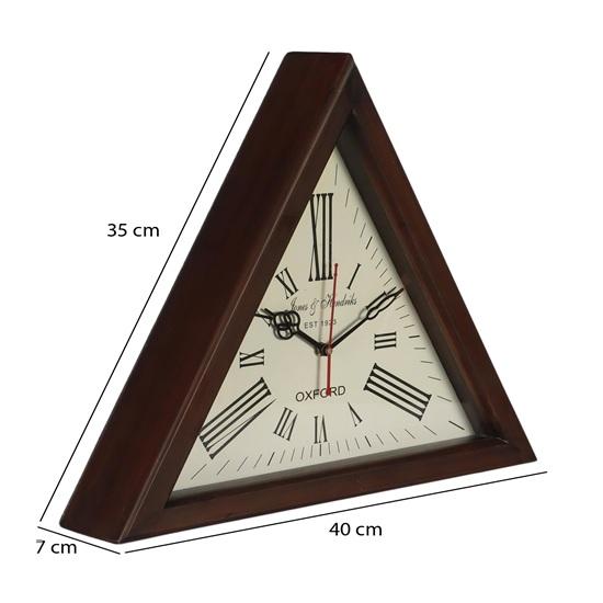 30 Cm Triangle Wall Clock, Brown Wood Frame Wall Decorative, Room, Living, Studies, Offices, Home Decor Best Item for Gift