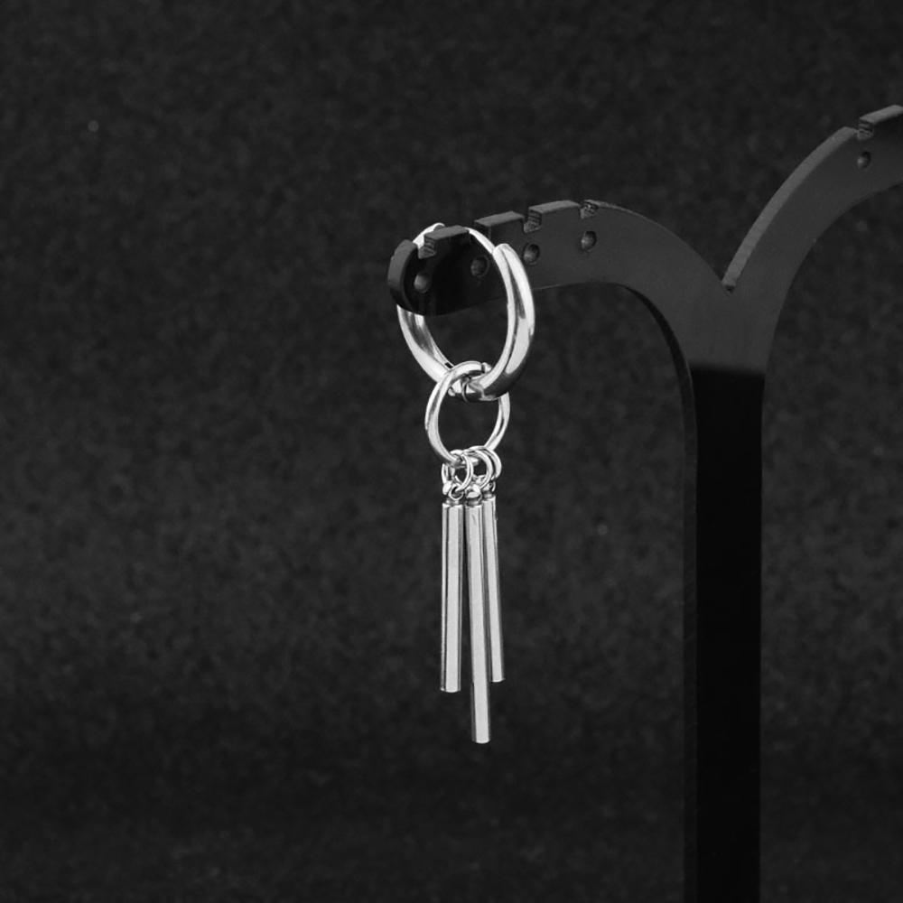 Хип-хоп Круглые женские серьги-клипсы из нержавеющей стали Мужские серьги-кисточки Серьги-кольца