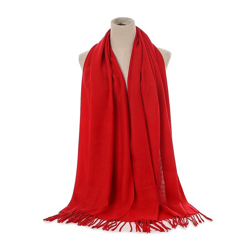 Women Scarf Shawl Soft Thickened Solid Color Winter Warm Tassels Fashion Accessories