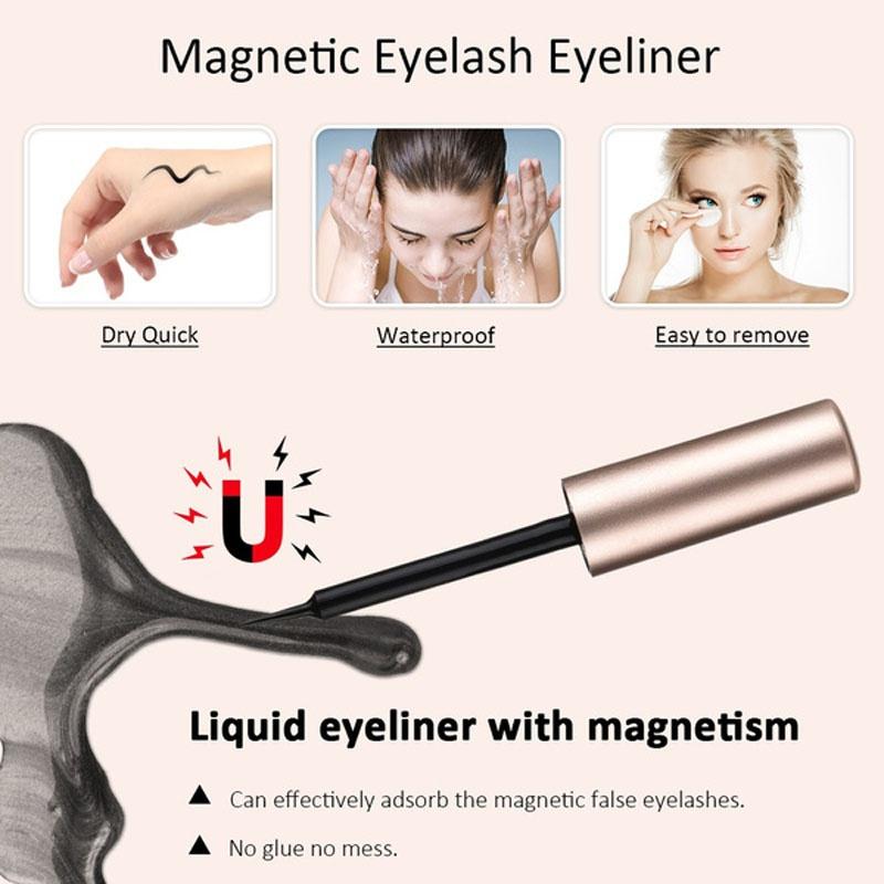5pairs Reusable Magnetic Eyelashes 5pairs Magnet Mink Eyelashes Magnetic Liquid Eyeliner& Magnetic False Eyelashes & Tweezer Set Tool
