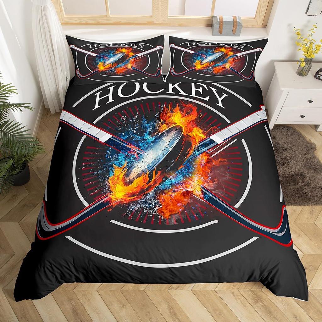 Ice Hockey 3D Digital Printing Quilt Cover Home Textile Three-Piece Three-Piece Set