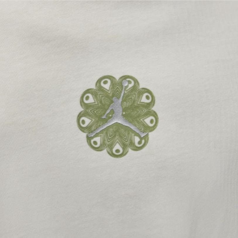 Jordan Год Дракона CNY Series Письмо с логотипом и круглым вырезом Винтажная футболка с короткими рукавами Мужские топы Парусно-белый FZ6446-133