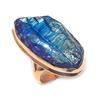 Natural Peacock Titanium Aura Gemstone Handmade Copper Jewelry Ring Size 8 A4W90