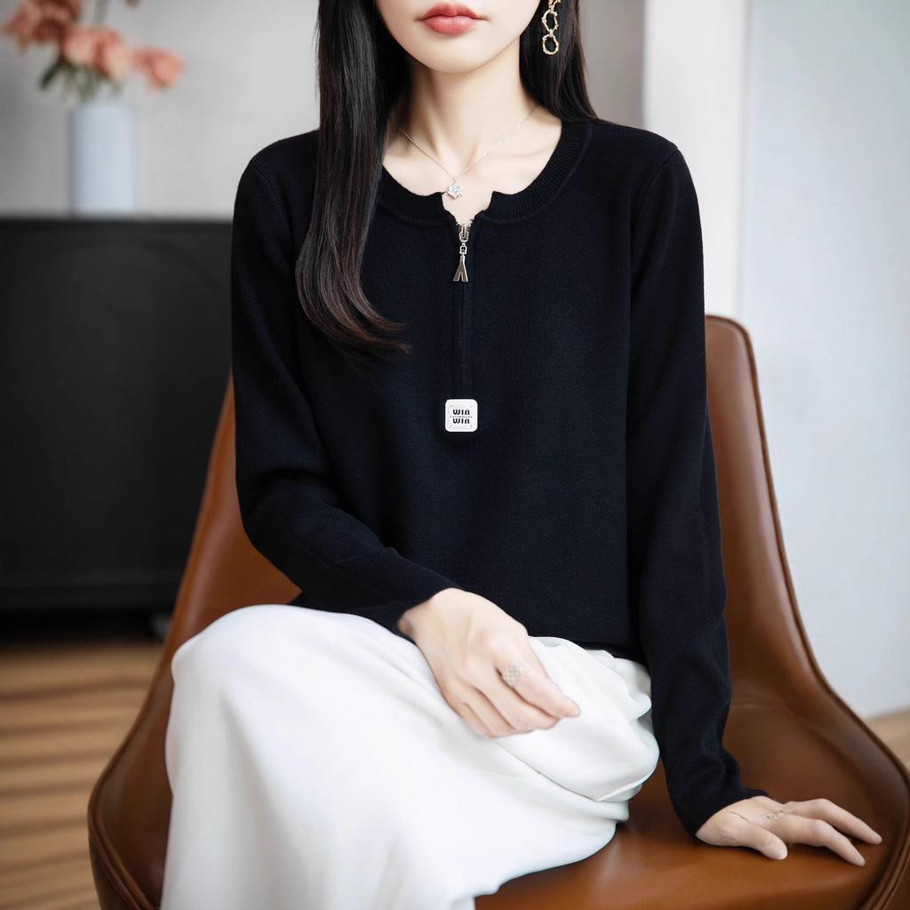 DAFIFY Женская мода повседневная осень-зима однотонный принт длинный рукав O-образный вырез свитера