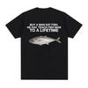 Купите футболки с забавными мемами «A Man Eat Fish, He Day, Teach Fish Man, To A Lifetime Meme», мужская повседневная футболка большого размера из 100% хлопка с круглым вырезом