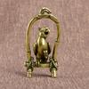 Animal Bird Key Chain Pendant Jewelry Decors Antique Copper Crafts Bird Cage Parrot Figurines Miniatures Desktop Ornaments Brass