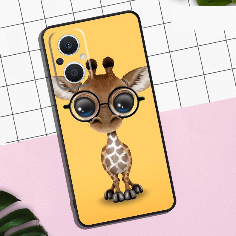 Cute Cartoon Animal Giraffe Case For OPPO Reno 13 12 11 F 8T 7 8 10 Pro OPPO Find X8 Pro X6 Pro X3 X5 Lite Cover Coque