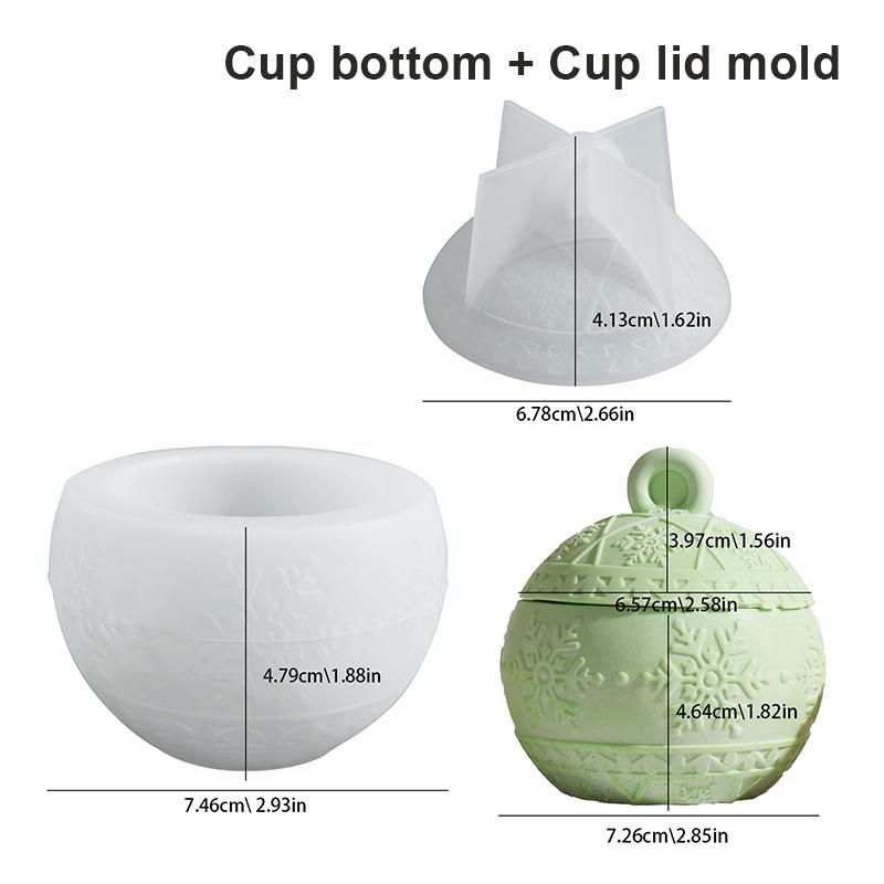 Рождественские украшения Круглая банка для свечи Силиконовая форма Сделай сам Ручная работа Рельеф Снега Ягода Шар Гипс Смола Коробка для хранения Ремесленные формы