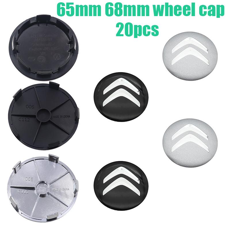 20pcs 65mm 68mm Citroen 3D logo Car wheel emblem Wheel Center Hub Cap auto Rim refit dust-proof badge covers styling accessories