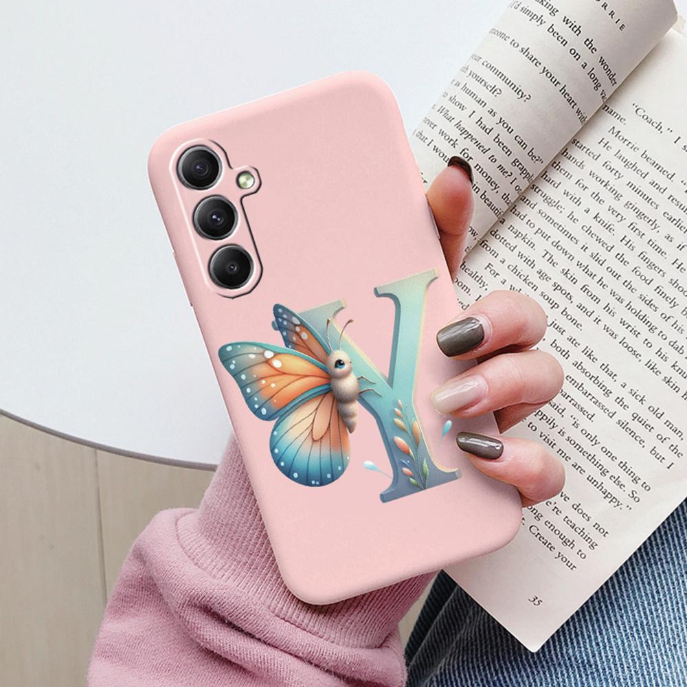 Phone Case For Samsung Galaxy A15 A25 A35 A55 A13 Colorful Letter Love Flower Butterfly Women INS Shell Fundas Bumper Soft Cover