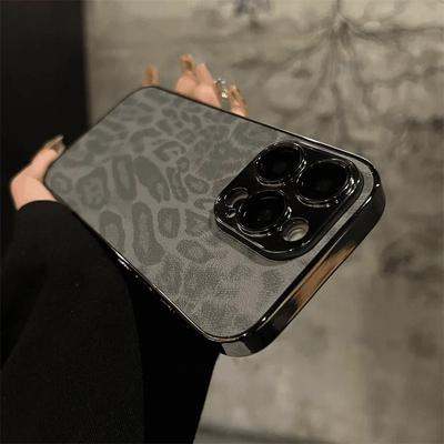 Роскошный кожаный чехол с леопардовым принтом для iPhone 16 15 14 Plus 13 12 11 Pro Max, защита объектива, противоударный мягкий чехол