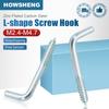 HOWSHENG 5-40pcs L Shape Screw Hook M2.4 M2.5 M3.4 M4.7 Zinc Plated Right Angle Hanging Hooks for Photo Frame Kitchen