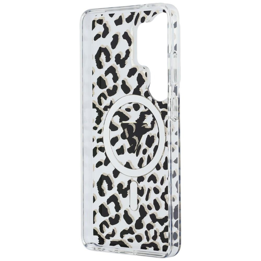 Guess IML Leopard Print Triangle MagSafe case for Samsung Galaxy S26 Ultra black