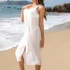 Women's Sling Dress White Sling Beach Dress Hollow Out Split Long Skirt
