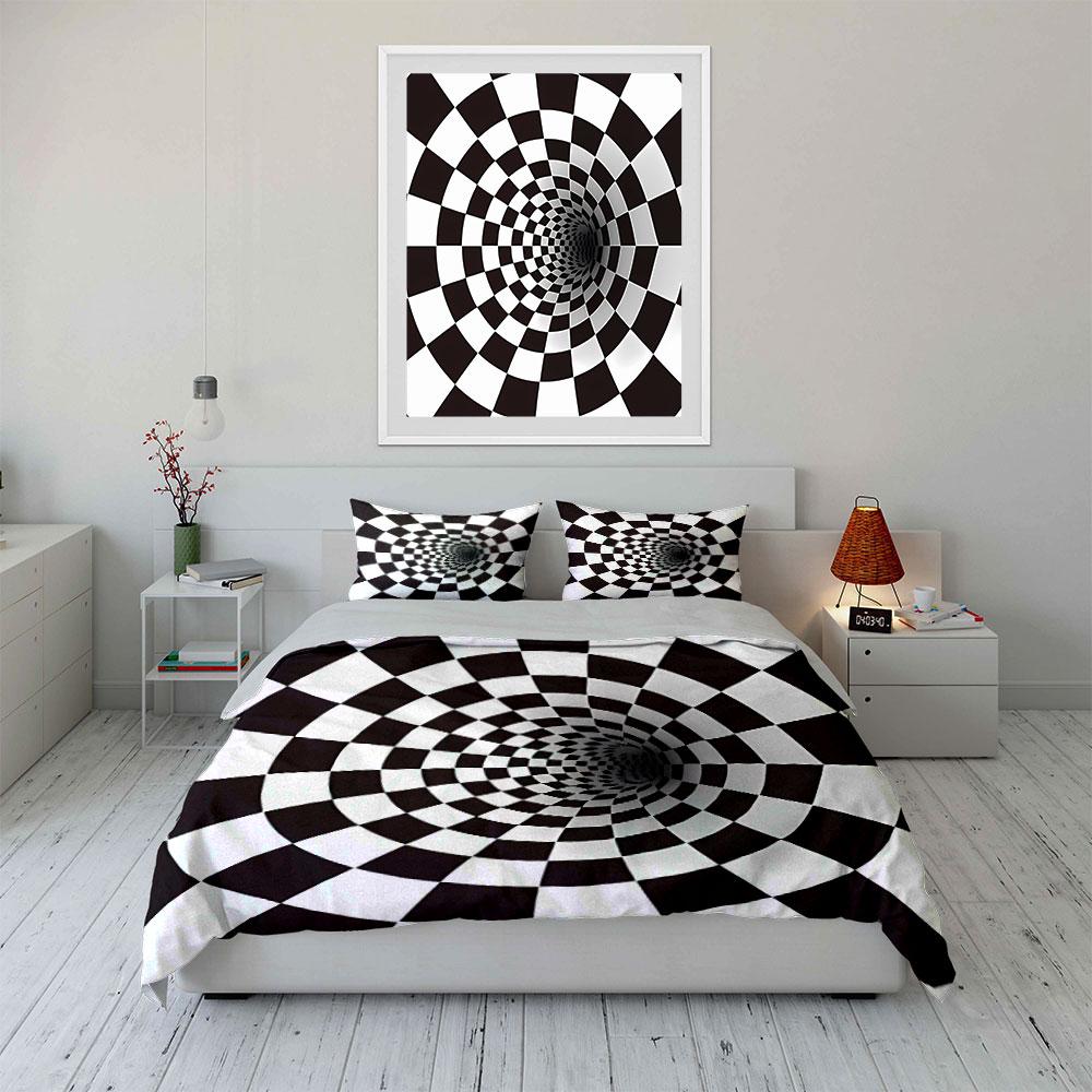 "Abstract Optical Illusion Set Design" Exquisite three-piece bedding set gift for kids and adults