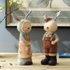Cute Easter Bunny Statue Resin Crafts Rabbit Desktop Ornament  Bookshelf Cabinet