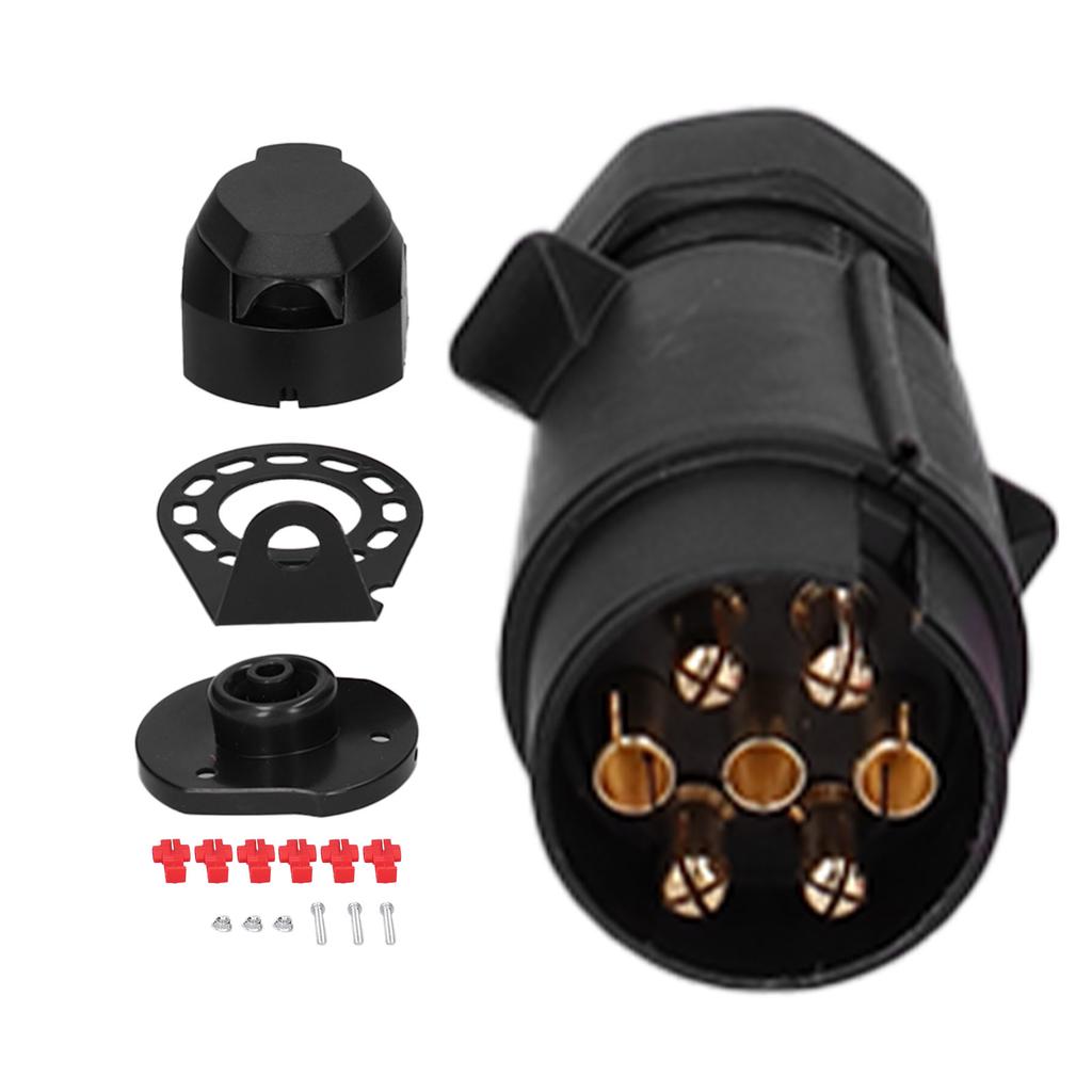 7 Pin Trailer Plug Connector Wiring Adapter Copper Contact for Commercial Vehicle Trailer RV Car