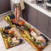 Rooster Sunflower Soft Kitchen Rug Anti-Fatigue Kitchen Rug Waterproof Non-Slip Rugs Set Runner Rug Bedside Rug Absorbent Carpet For Kitchen
