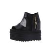 Fish Mouth Sandals Women Summer Shoes Mesh Breathable Thick Bottom Ladies Shoes Wedges Black White High Heeled Sandales Femmes