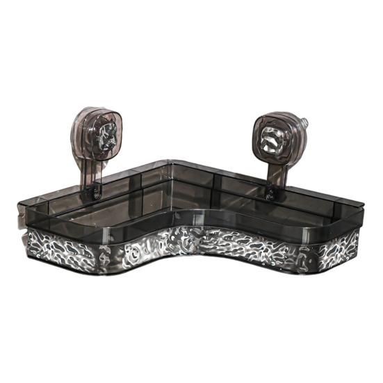 Полка для хранения Caddy с прозрачной стеной без сверления и присоской. Треугольные отсеки. Прочная несущая способность. Простая установка. Угловая полка для хранения в ванной комнате.