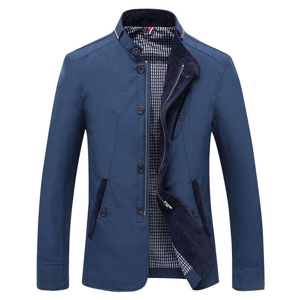 Men's Fashion Clothing Suit Jacket Polyester Men Blazer Casual Autumn Business Casual Coat Stand Collar Outwear