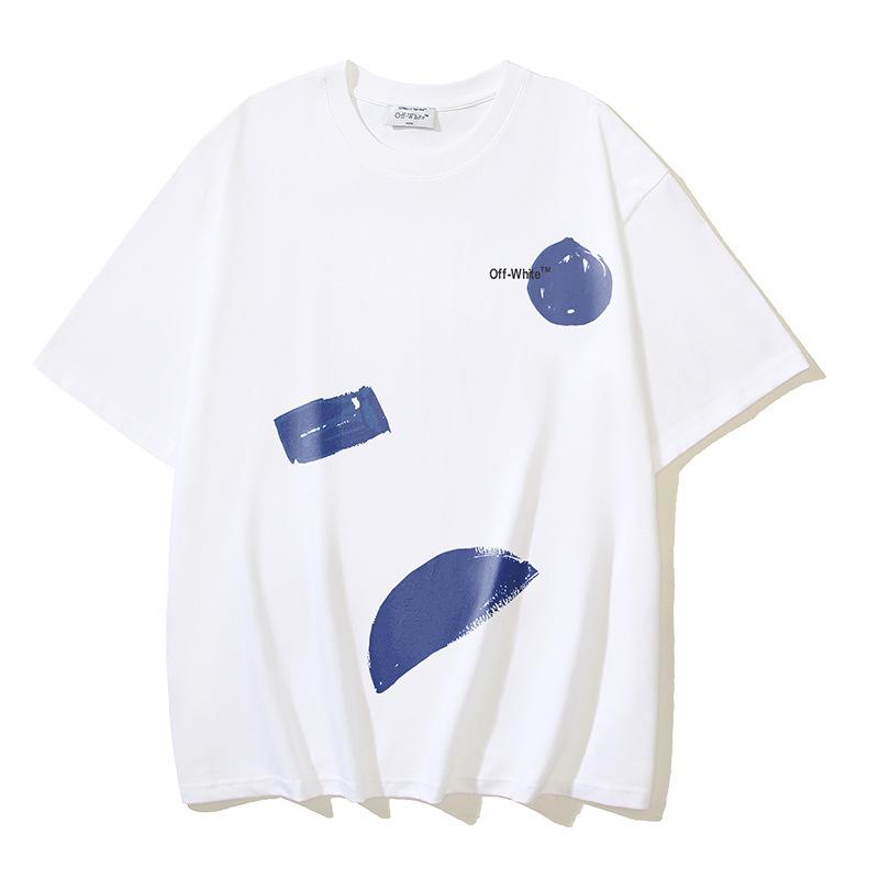 1185 Off-White 2025 Summer New Paint Pattern Arrow Printed Short Sleeved T-shirt for Men and Women