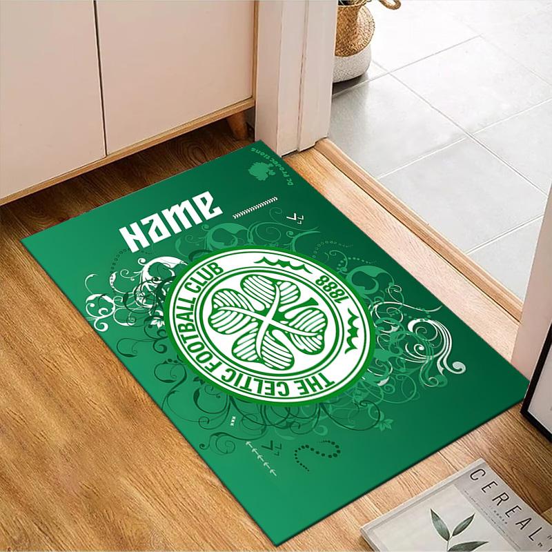 Custom Name Celtic Football Crest Rug Game Carpet, Floor Mat for Bedroom Living Room Entryway Rug, Home Decor Idea Gift for Christmas birthday