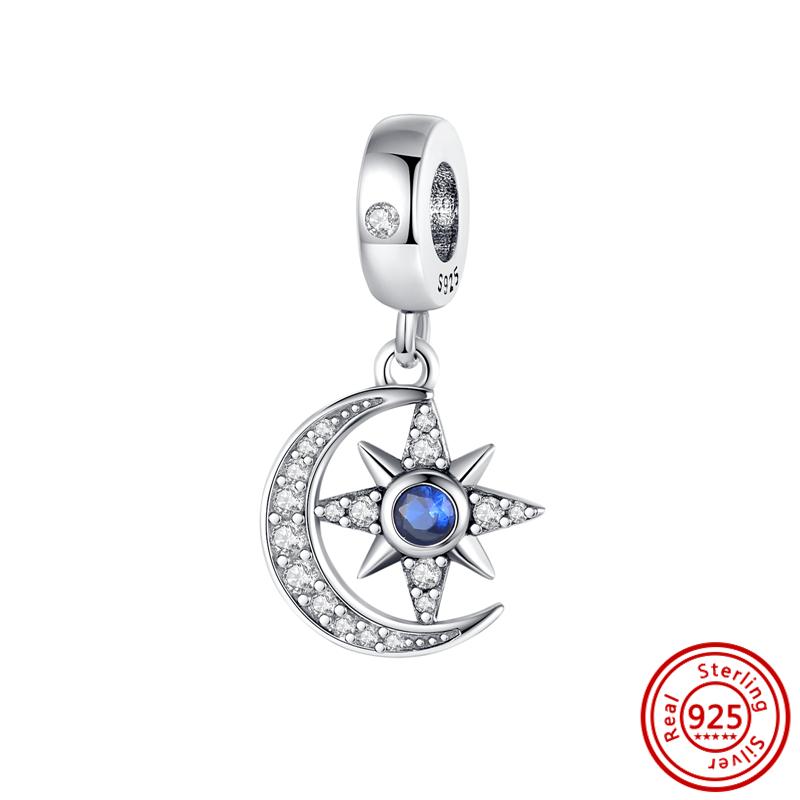 Новинка S925, серебристо-синяя подвеска, висячие морские животные, морская звезда, русалка, рыбья ракушка, подходит для оригинального браслета, бусины, подарок, ювелирные изделия своими руками