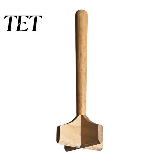 Ergonomic Handle Masher Wood Potato Masher, Comfortable Grip Manual Beef Chopper Nonstick Crusher Tool, Non-Toxic Durable Utensil for Cooking