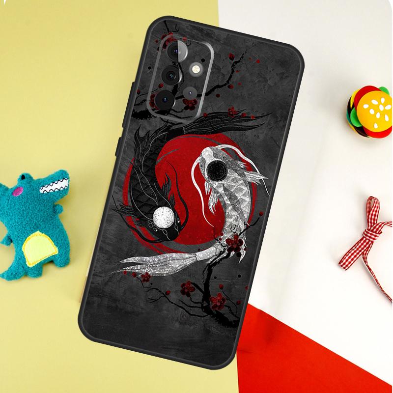 Чехол для телефона Samsung Galaxy A55 A35 A15 A54 A34 A14 A53 A33 A13 A05 A06 A16 A22 A32 A52 с изображением рыбы кои в стиле Инь-Ян