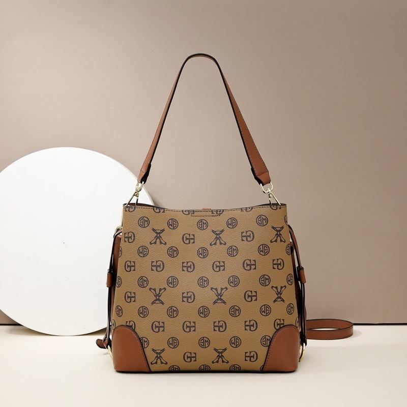 Весенне-летние новые женские сумки, ретро-принт с буквами, портативная сумка-ведро, высококлассная сумка-тоут с контрастными цветами, на плечо, кроссбоди.