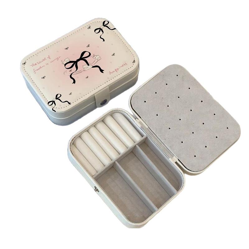 Кавайи Хелло Китти Шкатулка для украшений Серьги Портативная Кольцо для necklaces Милая ПУ Кожаная Коробка для хранения Дорожная Мини Компактный Аксессуар