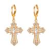 Серьги-пусеты крестики с цирконием с золотым покрытием Женственные Универсальные Модные и Роскошные